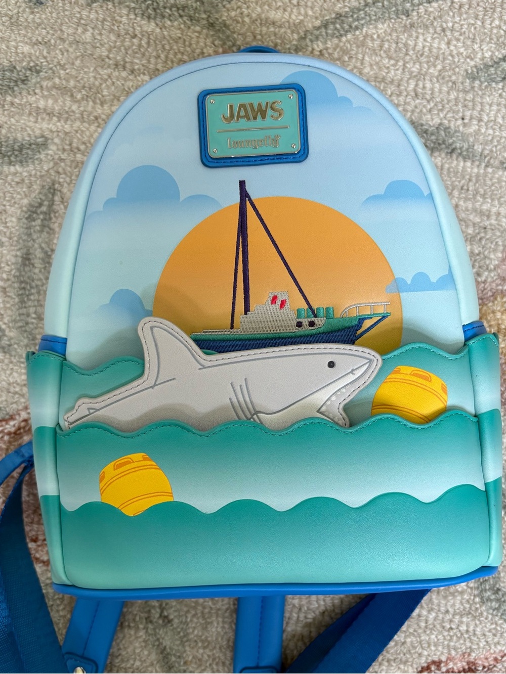 Loungefly Blue, Jaws Mini Backpack, Like New